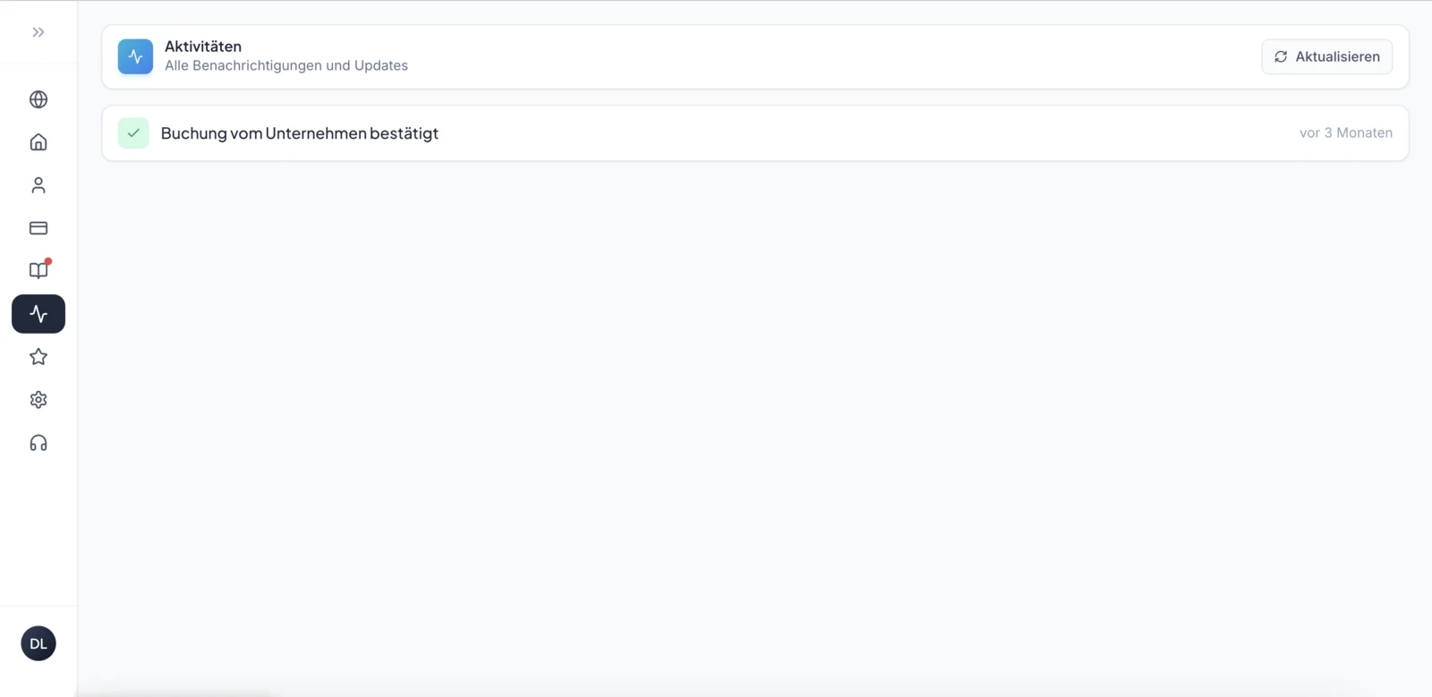 katew Anbieter-Dashboard, Ansicht Aktivitäten